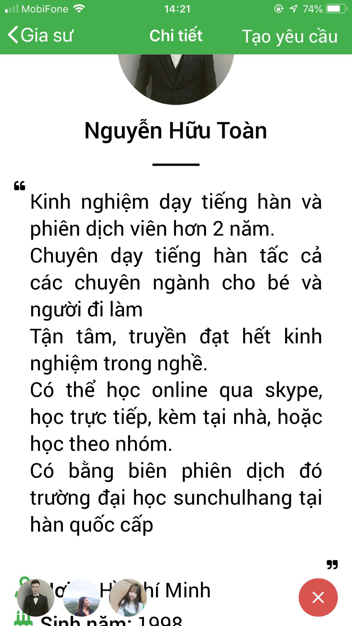 App Daykemtainha.vn tiếng Hàn Online